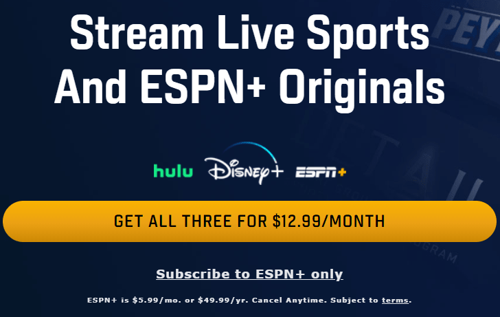 ESPN+, Hulu, Disney+ Bundle