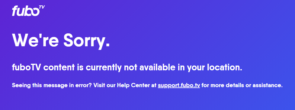 Fubo TV Geo-Block Error